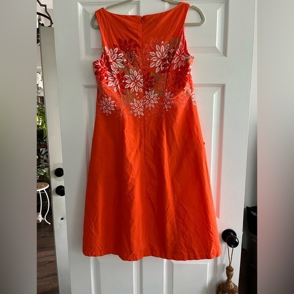 Pendleton Tangerine White Floral Sleeveless A Line Dress Size 10 - Picture 2 of 12